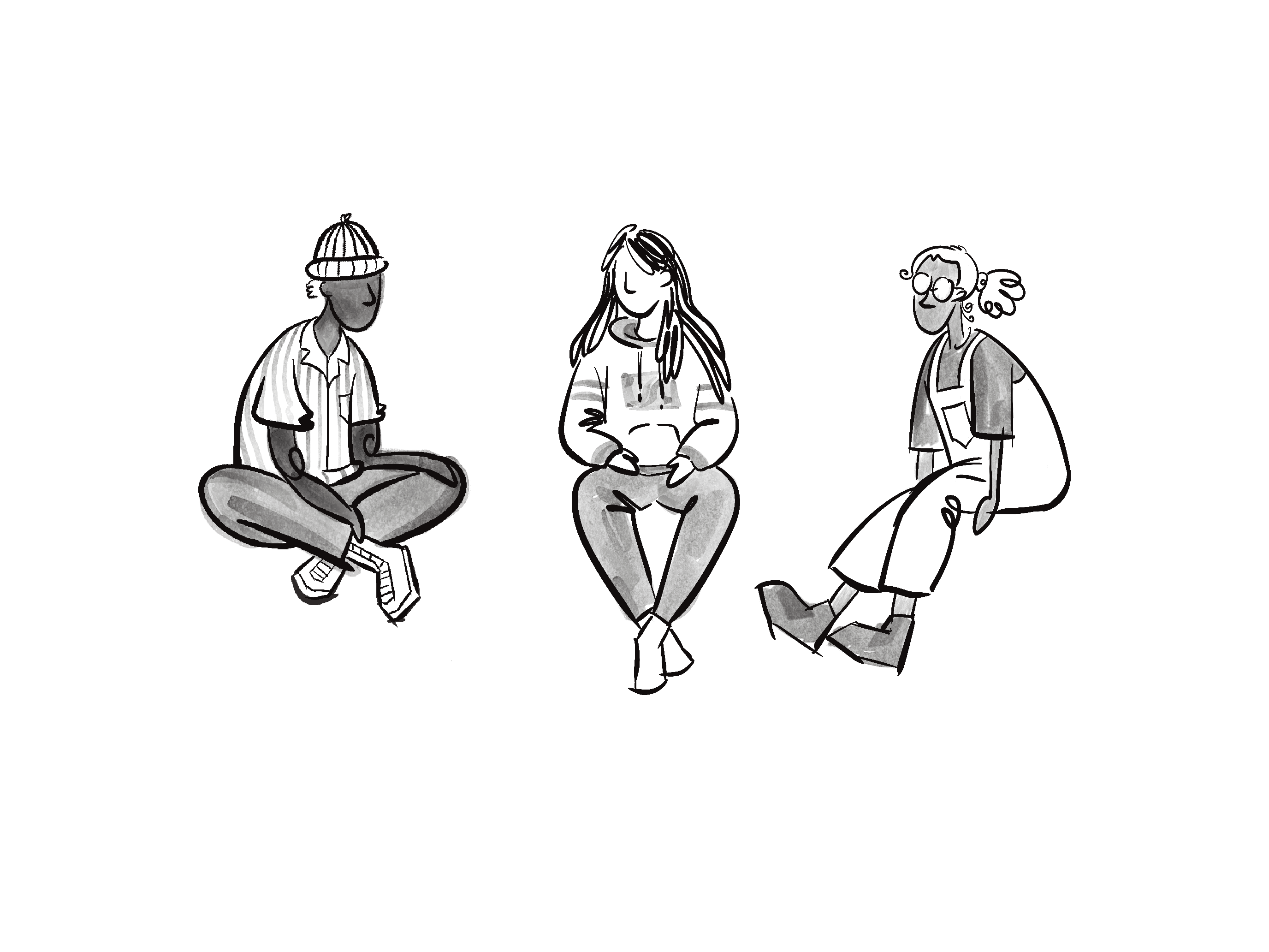 three teenagers on a couch
