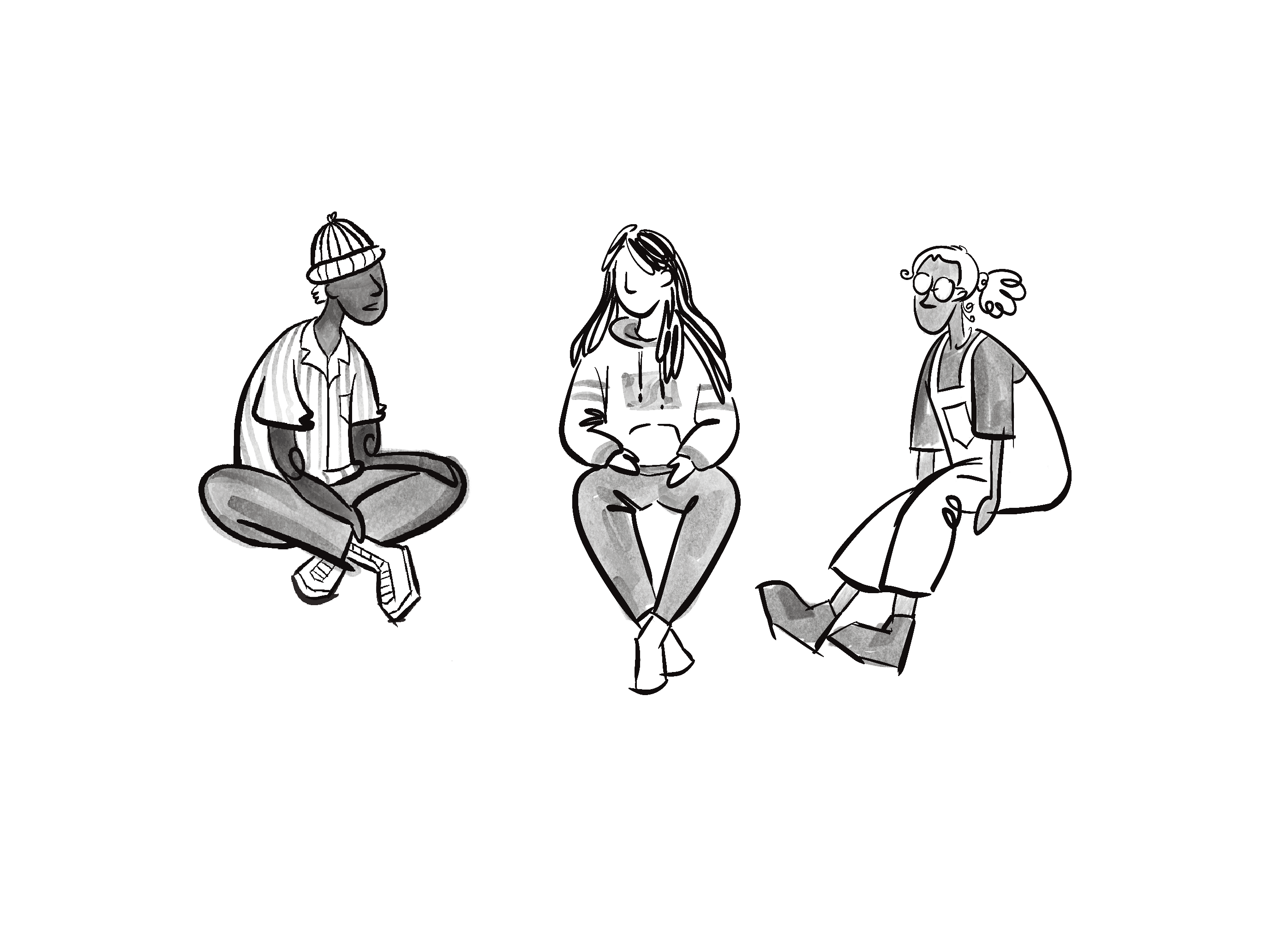 three teenagers on a couch
