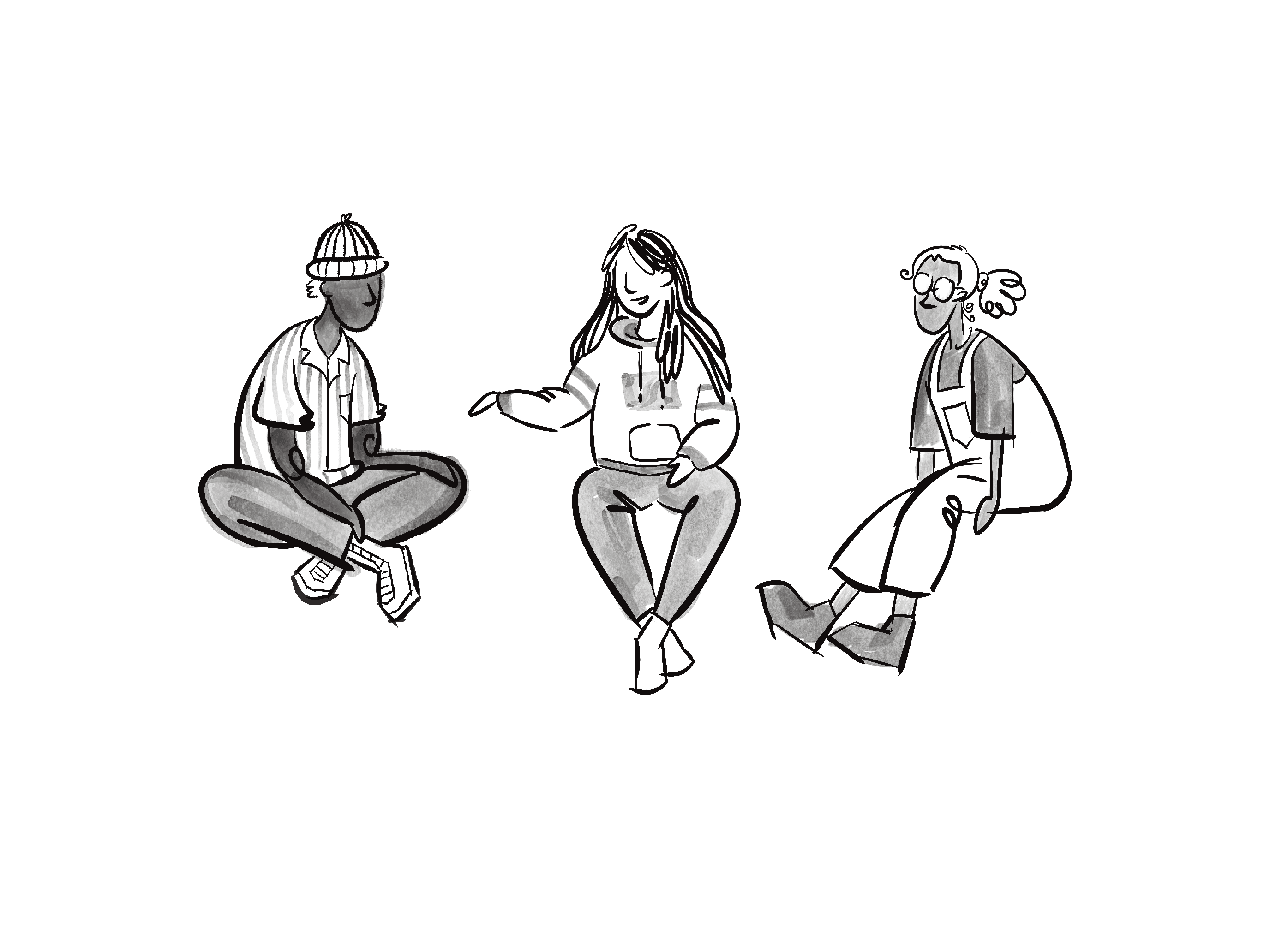 three teenagers on a couch