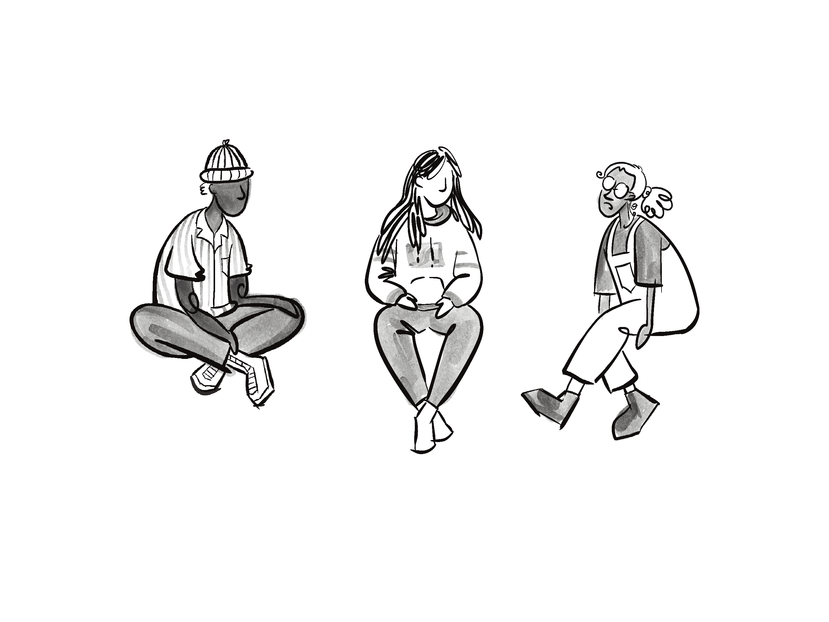 three teenagers on a couch